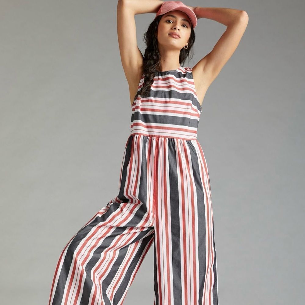 Anthropologie | Maeve Striped Wide-Leg Jumpsuit | Size: XS | Color: Red
